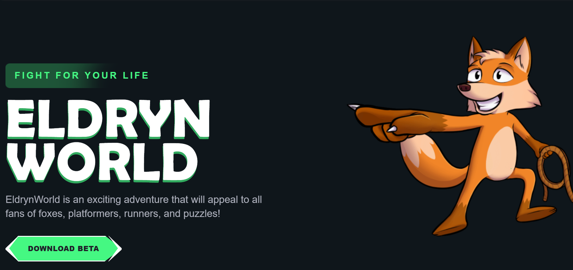 Screenshot of eldrynworld.com fake game website used to distribute malware