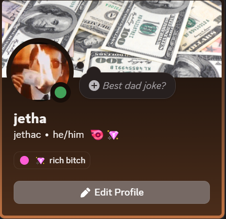 Discord screenshot showing victim tagged with 'rich bitch' role